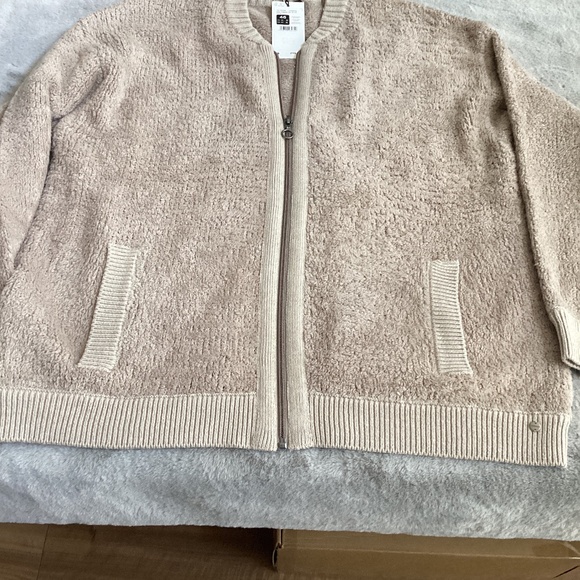NWT Olsen zip up beige Sweater size XL - Picture 1 of 8